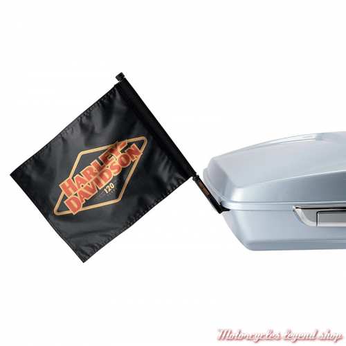 Kit Drapeau 120th Anniversary pour Tour-Pak Harley-Davidson, polyester, 36.5 x 30 cm, noir, rouge, doré, visuel, 61400722