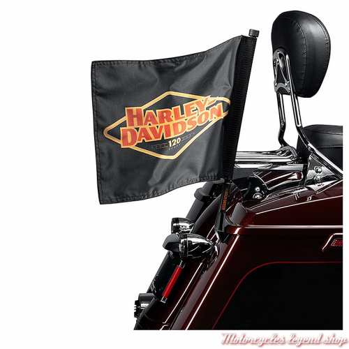 Kit Drapeau 120th Anniversary pour sacoche ou Tour-Pak Harley-Davidson, polyester, 36.5x30cm, noir, rouge, doré, visuel, 6140072
