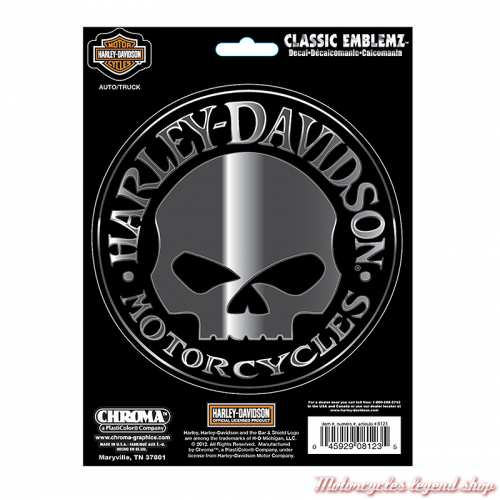 Sticker Willie G. Skull Chrome Harley-Davidson