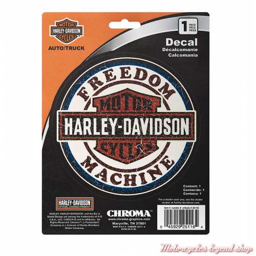 Sticker Freedom Machine Harley-Davidson, 13.5 cm, noir, rouge, blanc, CG25116