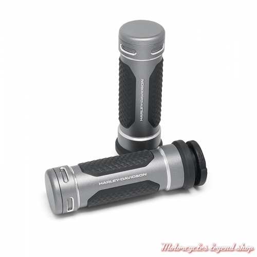 Poignées Adversary alu Graphite pour modèles Dyna, Softail, Touring Harley-Davidson 56100545