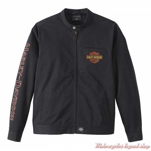 Blouson textile Harley-Davidson homme noir, coton, brodé, 97530-23VM