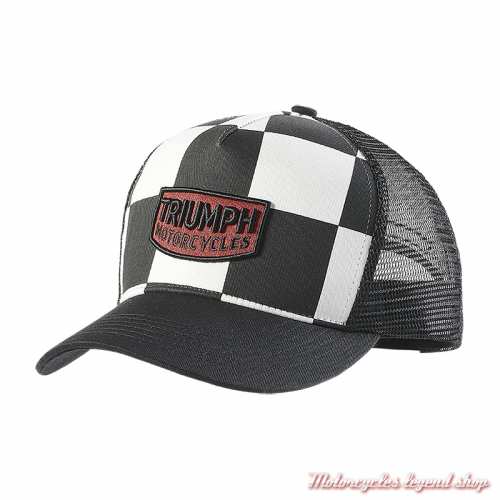 Casquette Pritchard Triumph, damier noir et blanc, arrière filet, réglable, MCAS2343