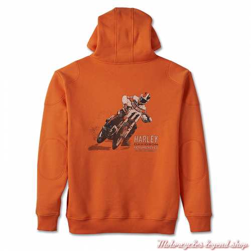 Sweashirt Orange 120th Anniversary Harley-Davidson homme, à capuche, coton, polyester, dos, 97545-23VM