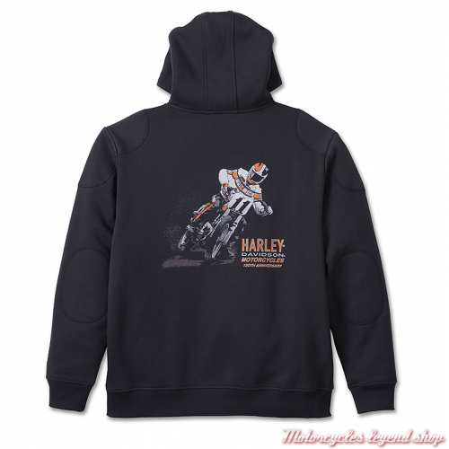 Sweashirt black 120th Anniversary Harley-Davidson homme, à capuche, coton, polyester, dos, 96768-23VM