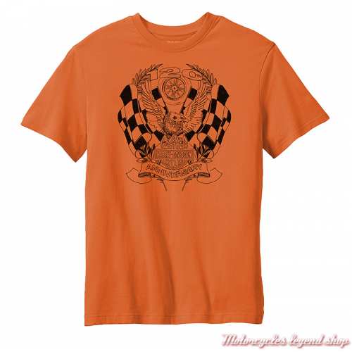 Tee-shirt orange 120th Anniversary Harley-Davidson homme, manches courtes, coton, 96839-23VM