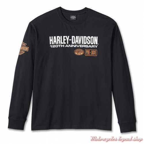 Tee-shirt Racing 120th Anniversary Harley-Davidson homme, noir, manches longues, coton, 97548-23VM