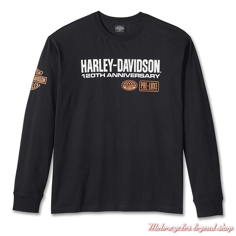 Tee-shirt Racing 120th Anniversary Harley-Davidson homme, noir, manches longues, coton, 97548-23VM