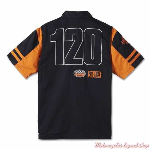 Chemisette Racing Colorblock 120th Anniversary Harley-Davidson homme, noir, orange, coton, dos, 96872-23VM