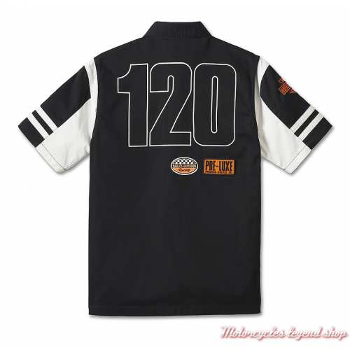 Chemisette Racing Colorblock blanc 120th Anniversary Harley-Davidson homme, noir, blanc, coton, dos, 96873-23VM