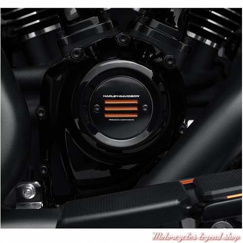Cache carter d&#039;allumage Adversary Harley-Davidson, aluminium noir, orange, moteur Milwaukee-Eight, visuel, 25600171