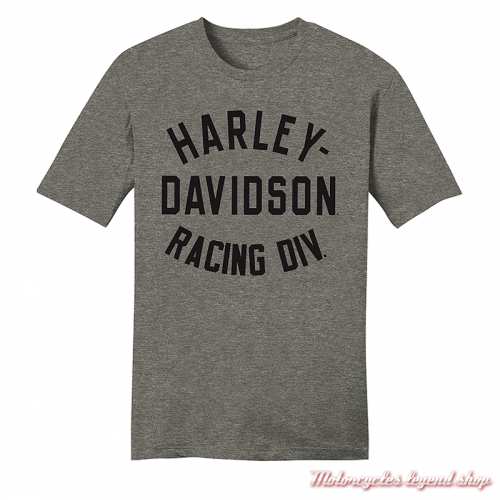 Tee-shirt Racing Div. Harley-Davidson homme, gris chiné, manches courtes, coton, polyester, 96590-23VM