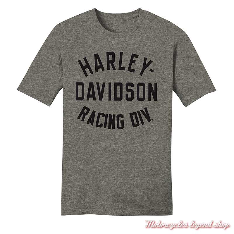 Tee-shirt Racing Div. Harley-Davidson homme, gris chiné, manches courtes, coton, polyester, 96590-23VM