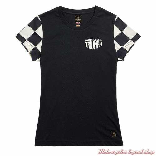 Tee-shirt Marie damier noir/blanc femme Triumph, manches courtes, coton, MTSS2320