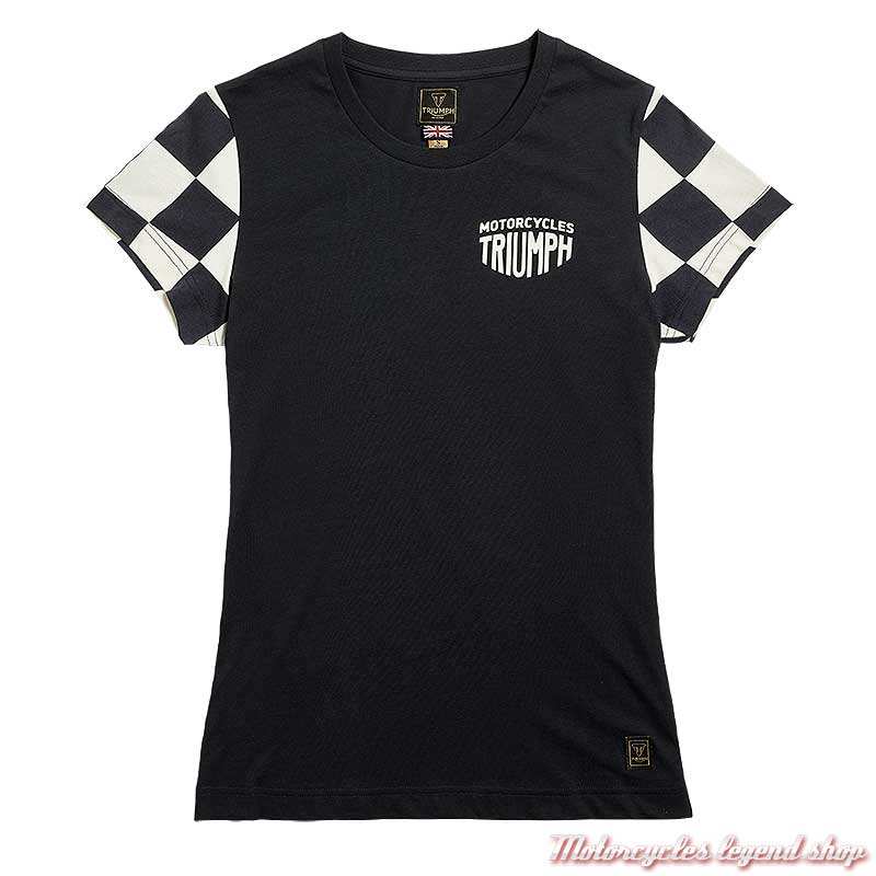 Tee-shirt Marie damier noir/blanc femme Triumph, manches courtes, coton, MTSS2320