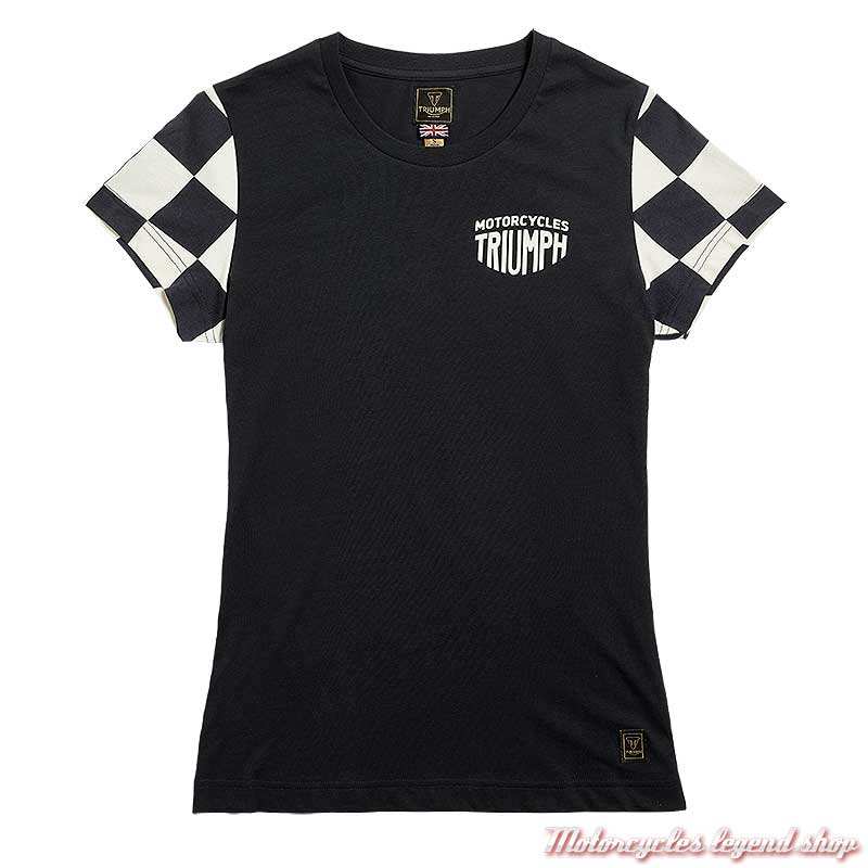 Tee-shirt Marie damier noir/blanc femme Triumph, manches courtes, coton, MTSS2320