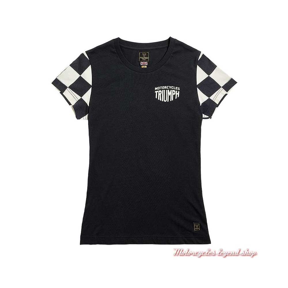 Tee-shirt Marie damier noir/blanc femme Triumph, manches courtes, coton, MTSS2320