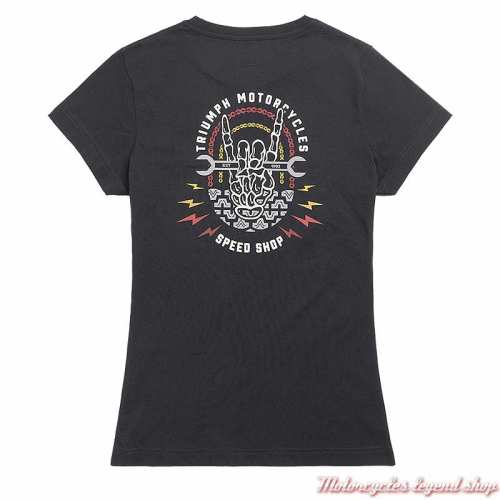 Tee-shirt Rad femme Triumph, noir, manches courtes, coton, dos, MTSS2331 