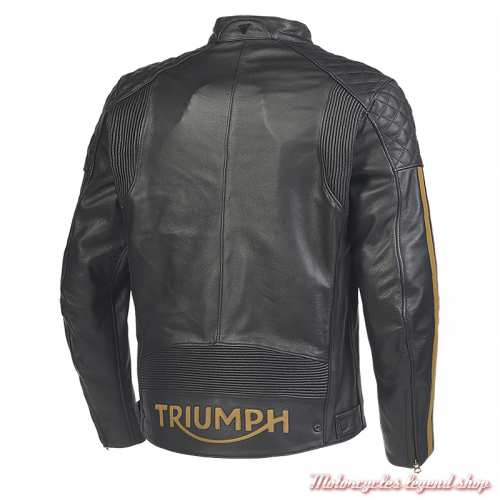 Blouson cuir Braddan Sport noir/gold Triumph homme, dos, MLES2338