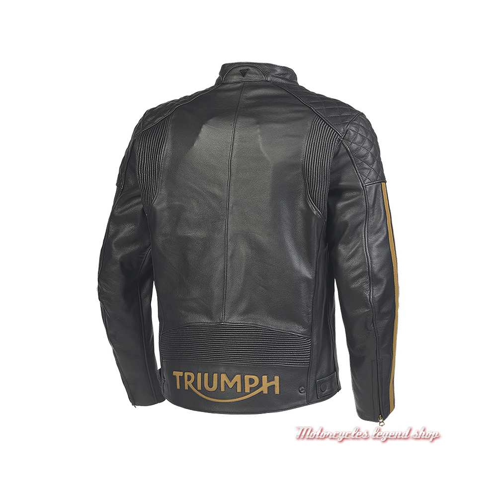 Blouson cuir Braddan Sport noir/gold Triumph homme, dos, MLES2338