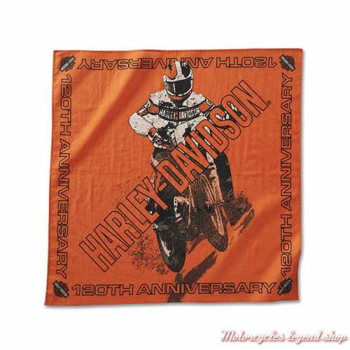 Bandana Racing orange 120th Anniversary Harley-Davidson, coton, 68 x 68 cm, 97804-23VM