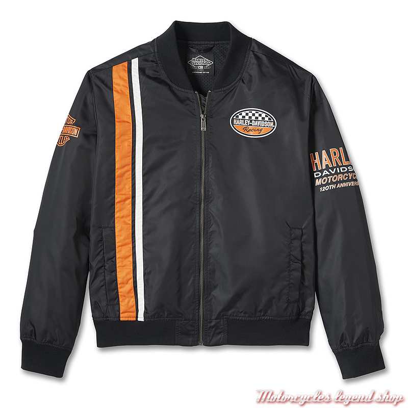 Blouson bombers Racing 120th Anniversary Harley-Davidson homme, noir, 97555-23VM