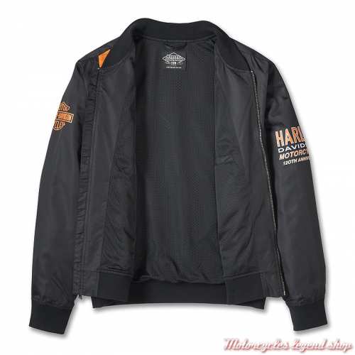 Blouson bombers Racing 120th Anniversary Harley-Davidson homme, noir, dos, 97555-23VM