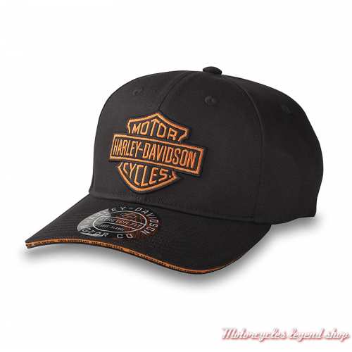 Casquette Racing 120th Anniversary Harley-Davidson homme, noir, orange, brodé, coton, stretch, 97797-23VM