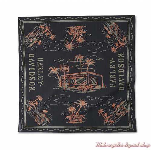 Bandana Palmier Aloha Harley-Davidson, noir, coton, 55 x 55 cm, 97806-23VM