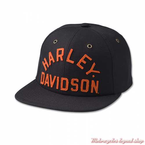 Casquette Staple Unstructured black Harley-Davidson, noir orange, coton ripstop, réglable, 97736-23VM