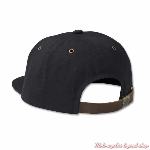 Casquette Staple Unstructured black Harley-Davidson, noir orange, coton ripstop, réglable, dos, 97736-23VM