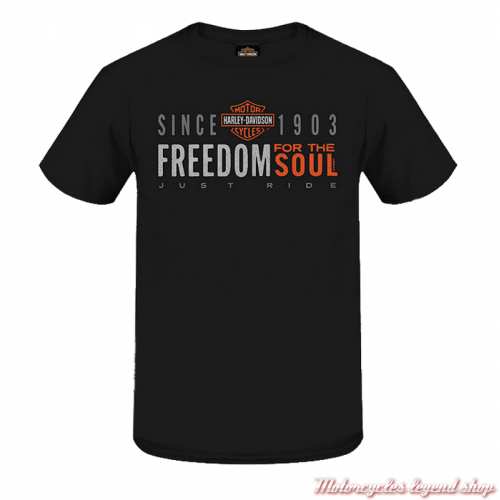 Tee-shirt Freedom Ride Harley-Davidson homme., noir, manches courtes, coton, Cornouaille Moto Quimper Bretagne, 3000287