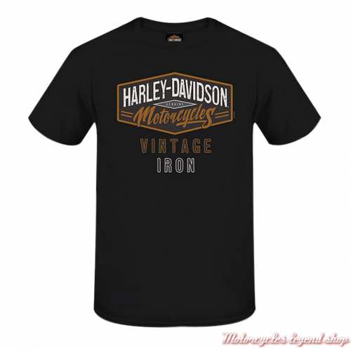 Tee-shirt Full Metal Harley-Davidson homme, noir, manches courtes, coton, Cornouaille Moto Quimper Bretagne, 3001665 