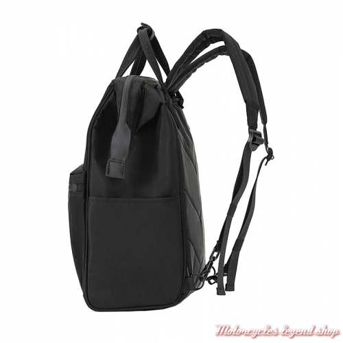 Sac à dos Opal Harley-Davidson femme, nylon oxford noir, brodé, côté, 90544