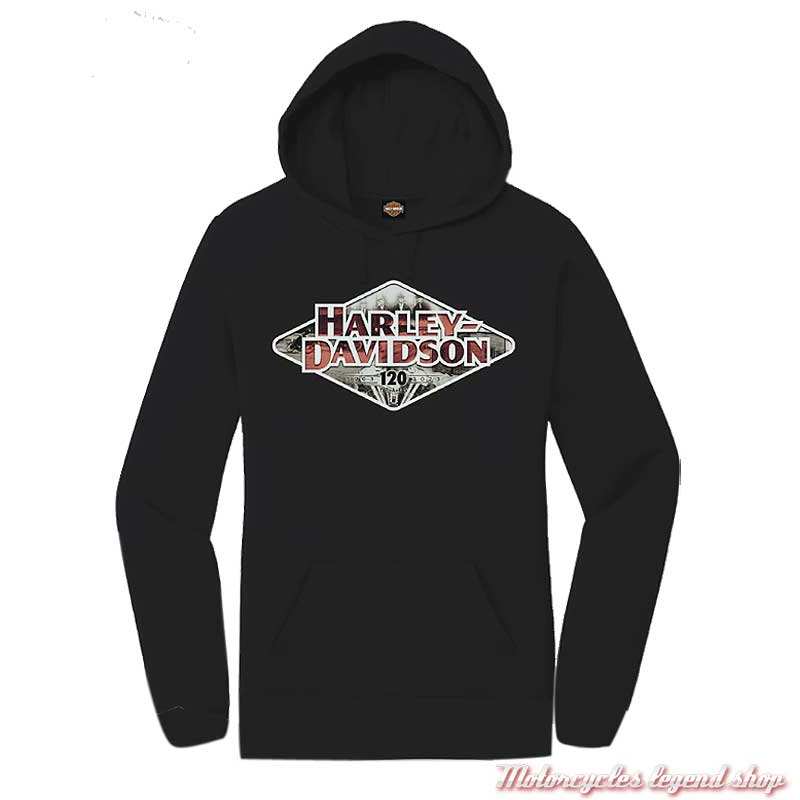 Sweatshirt 120th Anniversary Harley-Davidson femme, à capuche, Cornouaille Moto Quimper Bretagne, 3001679