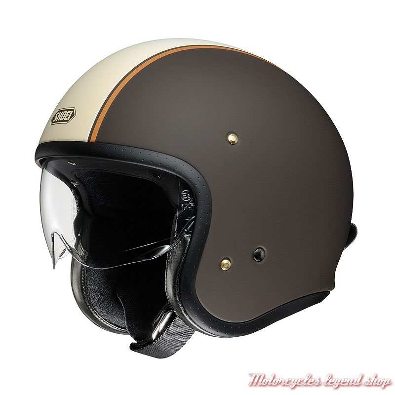 Casque J.O Carburettor TC 10 Shoei, marron, crème