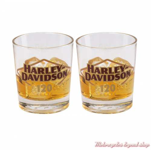 2 Verres à whisky 120th Anniversary Harley-Davidson, 30 cl, transparent, HDX-98734