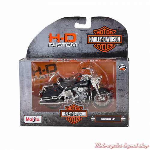 Miniature FLH Electra Glide 1966 Harley-Davidson, noir, échelle 1/18, 31360 serie 41, boite