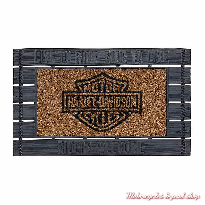 Paillasson Riders Welcome Harley-Davidson, coco et caoutchouc noir, HDX-99244