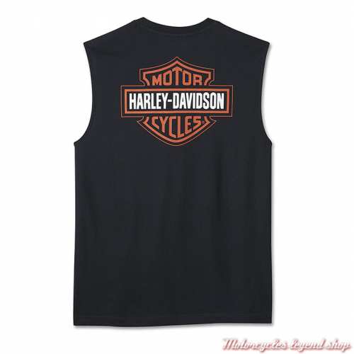 Débardeur Bar &amp; Shield orange Muscle Harley-Davidson homme; noir, coton, dos, 99050-24VM