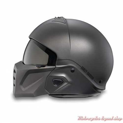 Casque Pilot II Willie G. 2 en 1 Harley-Davidson, gris dark mat, masque amovible, profil, 98118-24EX