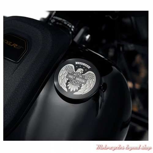 Bouchon de réservoir Graphic Eagle Harley-Davidson, noir et argenté, visuel, 61100209