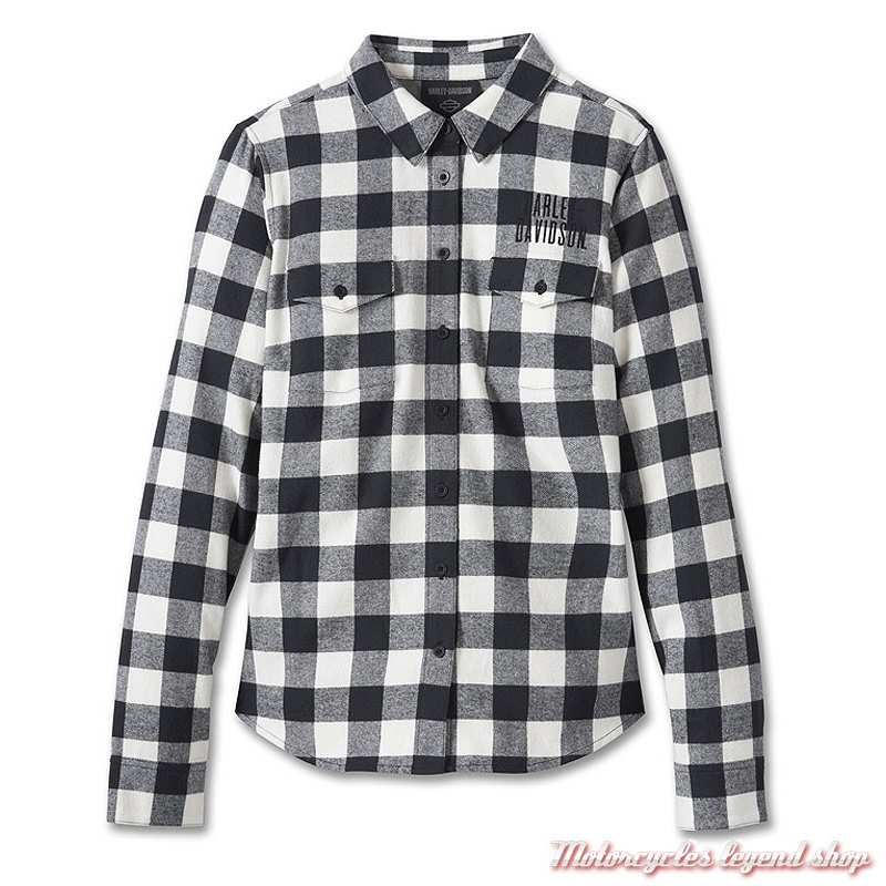 Chemise à carreaux black HDMC Harley-Davidson femme Motorcycles