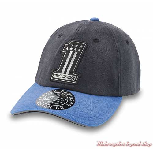 Casquette Reflective One Harley-Davidson homme, noir délavé et bleu, coton, 97617-24VM