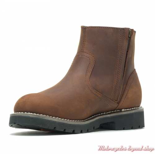 Boots Winslow Harley-Davidson homme, cuir marron, homologué CE, zip intérieur, D97247