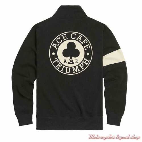 Sweatshirt Ace Half Triumph homme, noir, col zippé, coton, dos, MSWS23805