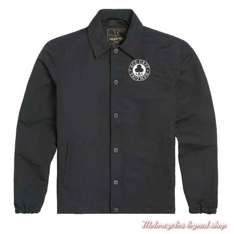 Blouson textile Ace Coach Triumph homme, noir, coton, nylon, pressions, MTES23801