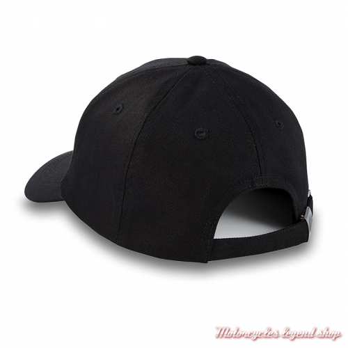 Casquette Engineered Harley-Davidson femme, noir, broderie argenté, coton, réglable, dos, 97631-24VW