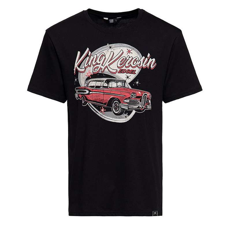 T- shirt Edsel King Kerosin homme, noir, vintage, manches courtes, coton, KKI31001-200