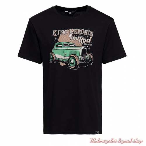 T- shirt Hotrod Service King Kerosin homme, noir, vintage, manches courtes, coton, KKI31002-200